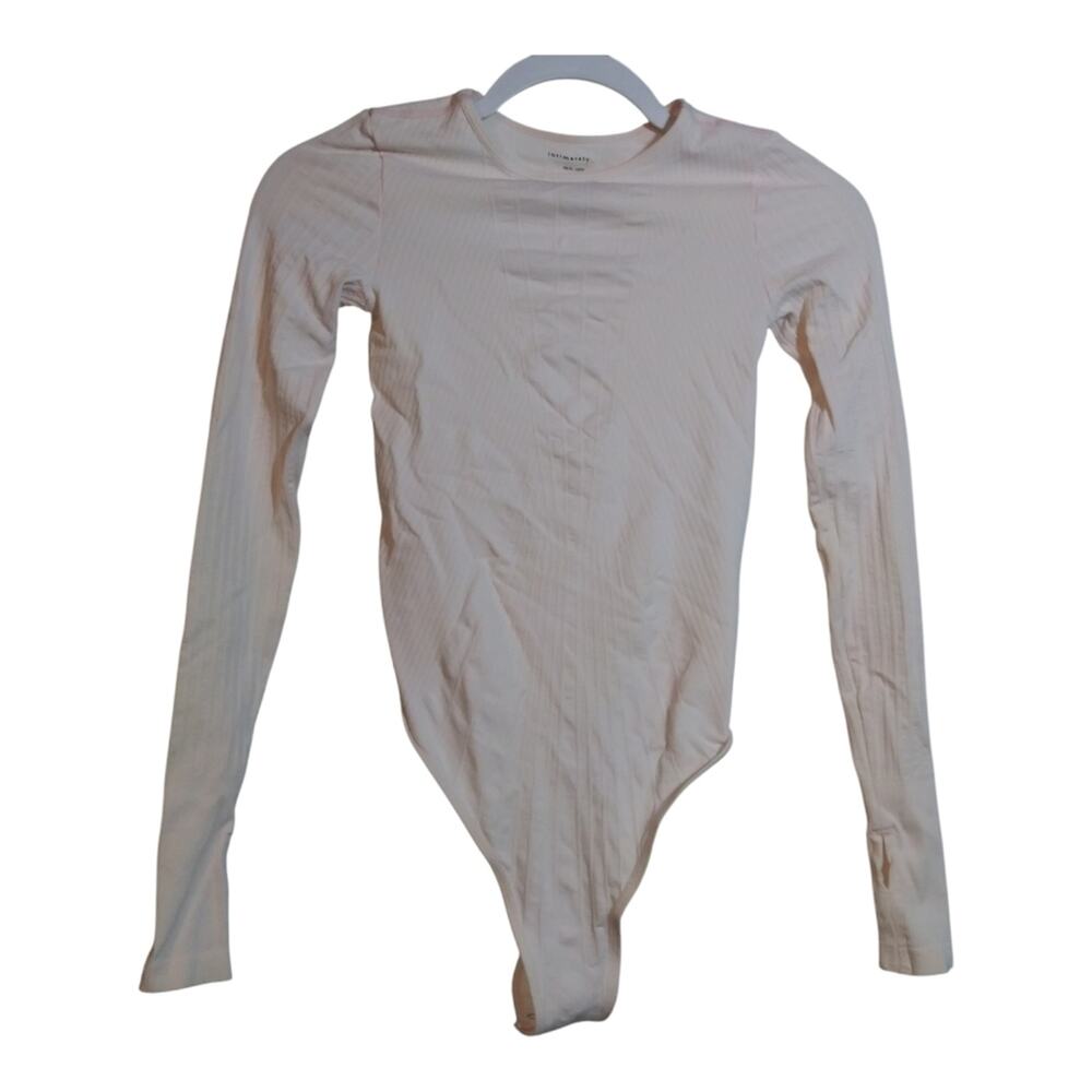 Intimately Free People Soft Pink Long Sleeve Ribbed Bodysuit Size Xs/S